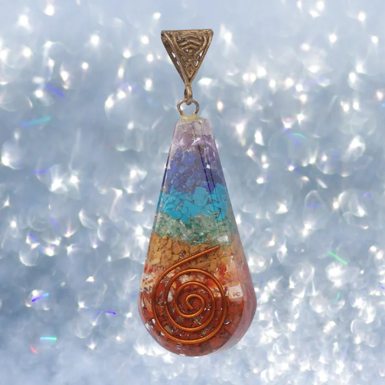 7 CHAKRA ORGONE PENDANTS  SMALL ROUND FLOWER